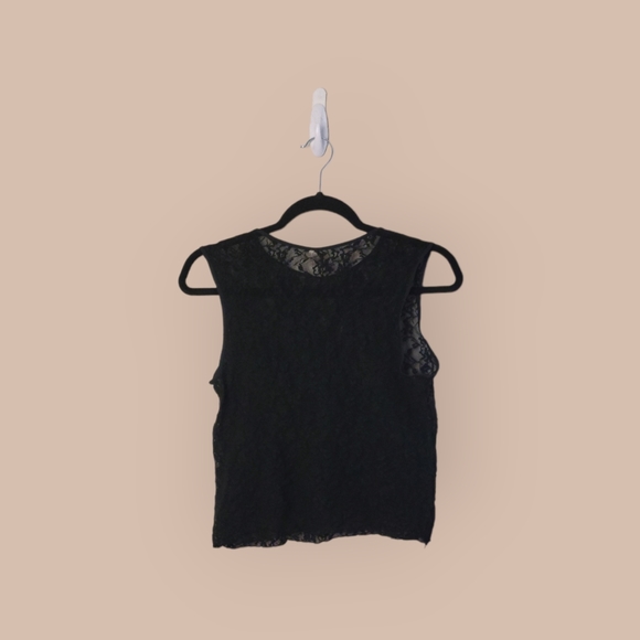 DKNY Black Lace Cropped Top Size L - Picture 2 of 5